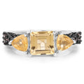 2.71 Carat Genuine Citrine and Champagne Diamond .925 Sterling Silver Ring by Bids.com