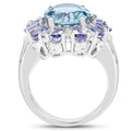 6.19 Carat Genuine London Blue Topaz, Tanzanite & White Topaz .925 Sterling Silver Ring by Bids.com