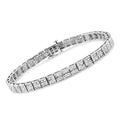 .925 Sterling Silver 2 Cttw Prong Set Round-Cut Diamond 4 Stone Box Link Bracelet (I-J Color, I3 Clarity) - 7.25" by Bids.com