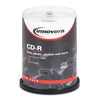 Innovera CD-R Inkjet Printable Recordable Disc, 700 MB/80 min, 52x, Spindle, Matte White, 100/Pack