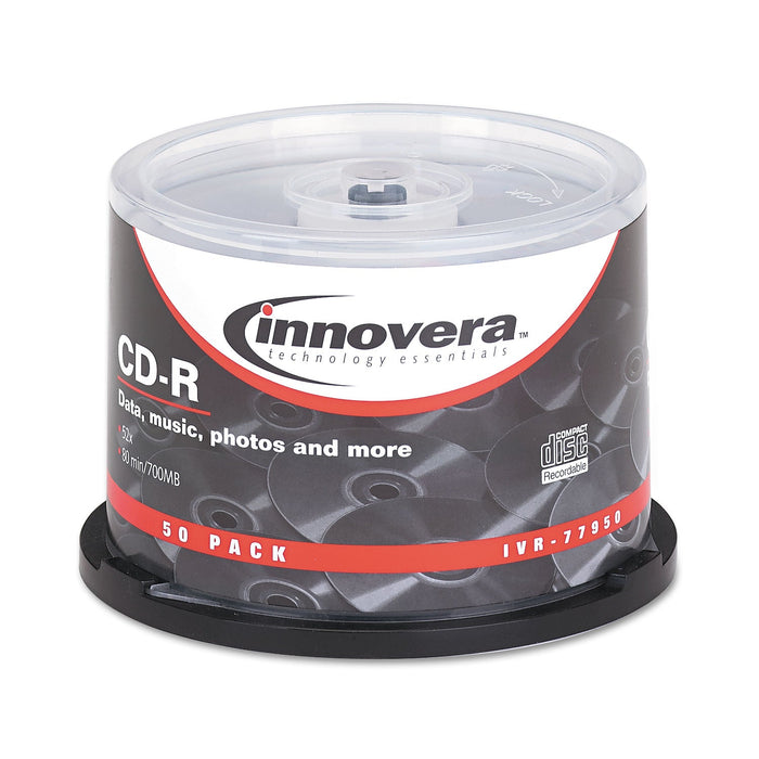 Innovera CD-R Recordable Disc, 700 MB/80 min, 52x, Spindle, Silver, 50/Pack