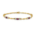 Genuine Ruby 14K Gold Bracelet Heart by Fine Color Jewels