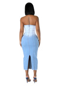 Strapless Denim Jean Midi Dress by The House of Stylez