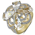 14K Yellow Gold Plated 6.69 Carat Genuine Crystal Quartz & White Diamond .925 Sterling Silver Ring by Bids.com