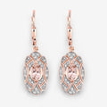 Oval Pink Morganite Bezel 18K Rose Gold Plated Silver Lever Back Dangle Earrings by Fine Color Jewels