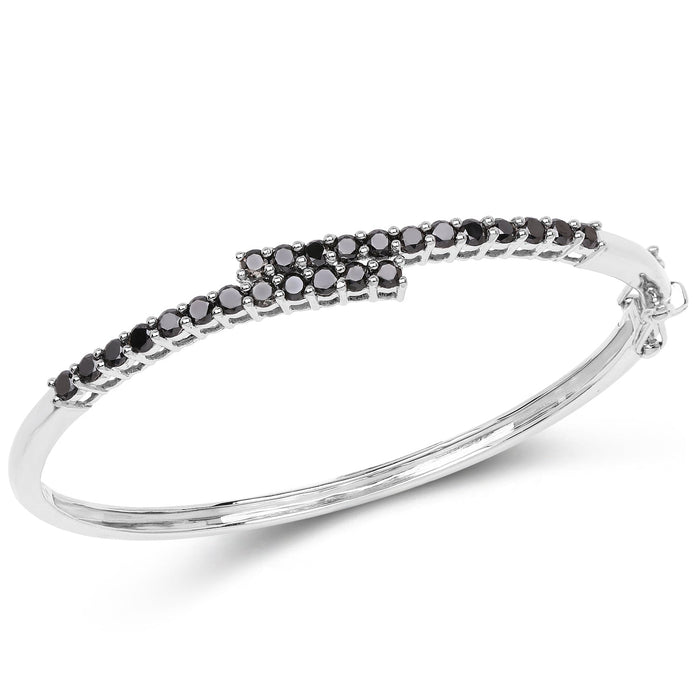 2.52 Carat Genuine Black Diamond .925 Sterling Silver Bangle by Bids.com