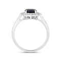 1.03 Ct Round Blue Sapphire & Lab Grown Diamond Prong 10K Gold Bridge Halo Ring by Fine Color Jewels