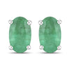 0.38 Ct Oval Green Zambian Emerald Prong 10K Gold Stud Earrings