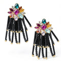 Inc Gold-Tone Stone and Bead Chandelier Earrings by Vanessa Jane