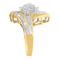 10K Yellow Gold Round and Baguette-Cut Diamond Bypass Cluster Ring (1.0 Cttw, I-J Color, I1-I2 Clarity) - Size 8 by Bids.com
