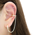 CZ Diamond Chain Ear Cuff with Hoop Earring: Gold by Boutique 23