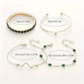 4pcs Green Emerald Rhinestone Snake Bracelet Set for Women by DailySale