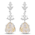 15.97 Carat Genuine Golden Rutile And White Topaz .925 Sterling Silver Earrings by Bids.com