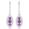 3.60 Carat Genuine Amethyst and White Topaz .925 Sterling Silver 3 Piece Jewelry Set (Ring, Earrings, and Pendant w/ Chain) by Bids.com