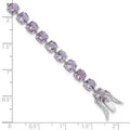 Round Purple Amethyst Prong Sterling Silver Tennis Bracelet by Fine Color Jewels