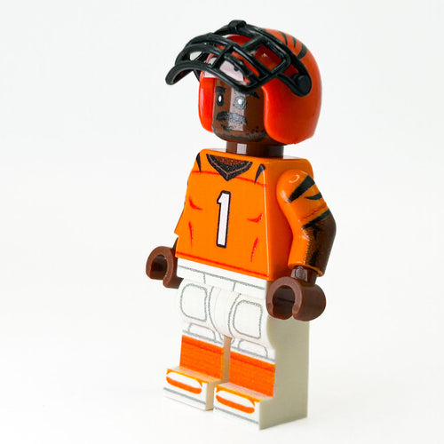 #1 WR Bengals Football Player Minifig made using LEGO parts - B3 Customs by B3 Customs
