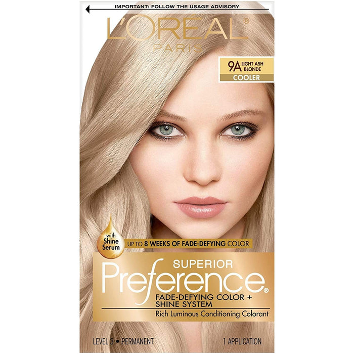 L'Oreal Paris Superior Preference Fade-Defying Shine Permanent Hair Color, 9A Light Ash Blonde, 1 Kit by Pasteur Pharmacy