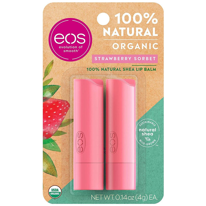eos 100 Natural Organic Lip Balm Stick, Strawberry Sorbet 2 ea by Pasteur Pharmacy