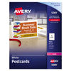 Avery Printable Postcards, Laser, 80 lb, 4 x 6, Uncoated White, 100 Cards, 2/Cards/Sheet, 50 Sheets/Box