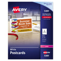 Avery Printable Postcards, Laser, 80 lb, 4 x 6, Uncoated White, 100 Cards, 2/Cards/Sheet, 50 Sheets/Box