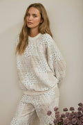 MULTI-FLORAL PATCHWORK LONG SLEEVE KNIT TOP: CREAM MULTI by Boutique 23