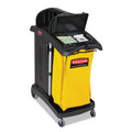 Rubbermaid High Capacity Cleaning Cart, Plastic, 4 Shelves, 2 Bins, 21.75" x 49.75" x 38.38", Black