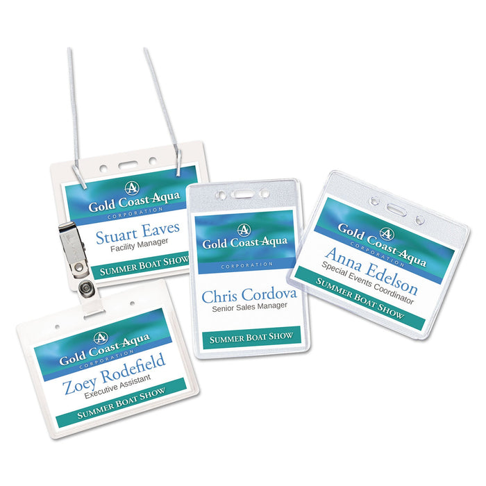 Avery Secure Top Hanging-Style Badge Holders, Horizontal, 4w x 3h, Clear, 100/Box