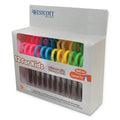 Westcott Kids' Scissors with Antimicrobial Protection, Pointed Tip, 5" Long, 2" Cut Length, Assorted Straight Handles, 12/Pack