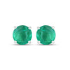 0.72 Ct Round Green Zambian Emerald Prong 10K Stud Earrings