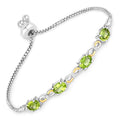 Oval Green Peridot Prong Two-Tone Gold Plated Silver Infinity Bolo Adjustable Bracelet by Fine Color Jewels