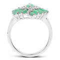 1.63 Carat Genuine Emerald and White Zircon .925 Sterling Silver Ring by Bids.com