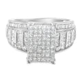 14K White Gold 2.0 Cttw Mixed-Cut Diamond Rectangle Invisible-Set Composite Cluster Ring with Bar- and Channel-Set Band (H-I Color, SI2-I1 Clarity) - Size 5 by Bids.com