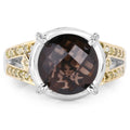 3.28 Carat Genuine Smoky Quartz, Yellow Diamond & White Diamond .925 Sterling Silver Ring by Bids.com