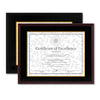 DAX Hardwood Document/Certificate Frame w/Mat, 11 x 14, 8.5 x 11, Black