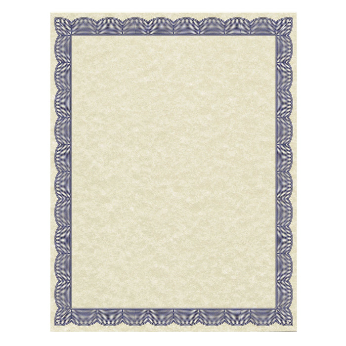 Southworth Parchment Certificates, Traditional, 8.5 x 11, Ivory with Blue Border, 50/Pack