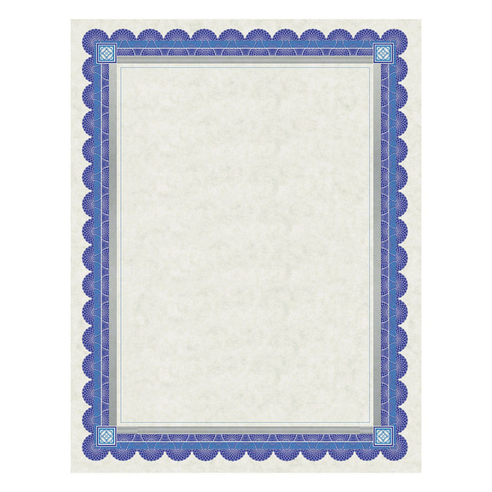 Southworth Parchment Certificates, Academic, 8.5 x 11, Ivory with Blue/Silver Foil Border, 15/Pack