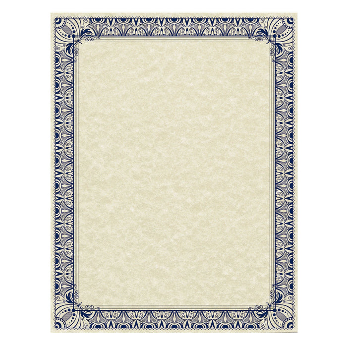 Southworth Parchment Certificates, Retro, 8.5 x 11, Ivory with Blue/Silver Foil Border, 50/Pack
