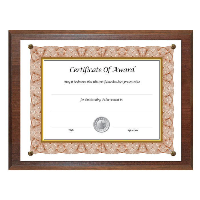 NuDell Award-A-Plaque Document Holder, Acrylic/Plastic, 10.5 x 13, Walnut