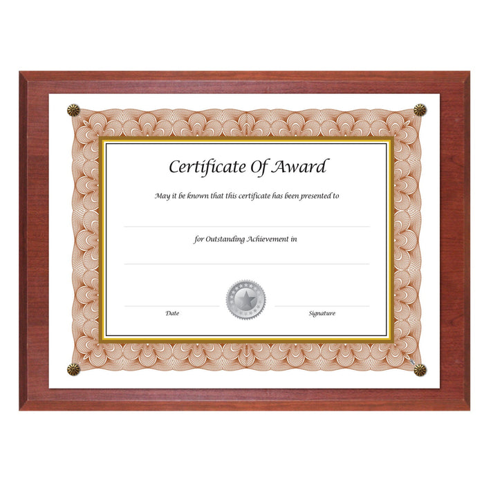 NuDell Award-A-Plaque Document Holder, Acrylic/Plastic, 10.5 x 13, Mahogany