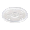 Dart Plastic Lids for Foam Cups, Bowls and Containers, Flat with Straw Slot, Fits 6-14 oz, Translucent, 100/Pack, 10 Packs/Carton