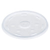 Dart Plastic Lids for Foam Cups, Bowls and Containers, Flat with Straw Slot, Fits 12-60 oz, Translucent, 100/Pack, 5 Packs/Carton