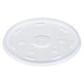 Dart Plastic Lids for Foam Cups, Bowls and Containers, Flat with Straw Slot, Fits 12-60 oz, Translucent, 100/Pack, 5 Packs/Carton