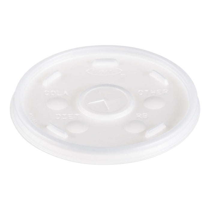 Dart Plastic Lids, Fits 12 oz to 24 oz Hot/Cold Foam Cups, Straw-Slot Lid, White, 100/Pack, 10 Packs/Carton