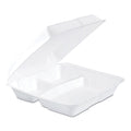 Dart Foam Hinged Lid Containers, 3-Compartment, 9.25 x 9.5 x 3, White, 200/Carton