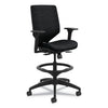 HON Solve Series Upholstered Back Task Stool, Supports Up to 300 lb, 23" to 33" Seat Height, Ink Seat/Back, Black Base