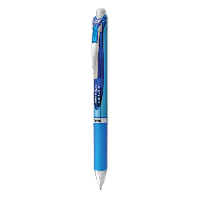 Pentel EnerGel RTX Gel Pen, Retractable, Medium 0.7 mm, Blue Ink, Blue/Gray Barrel