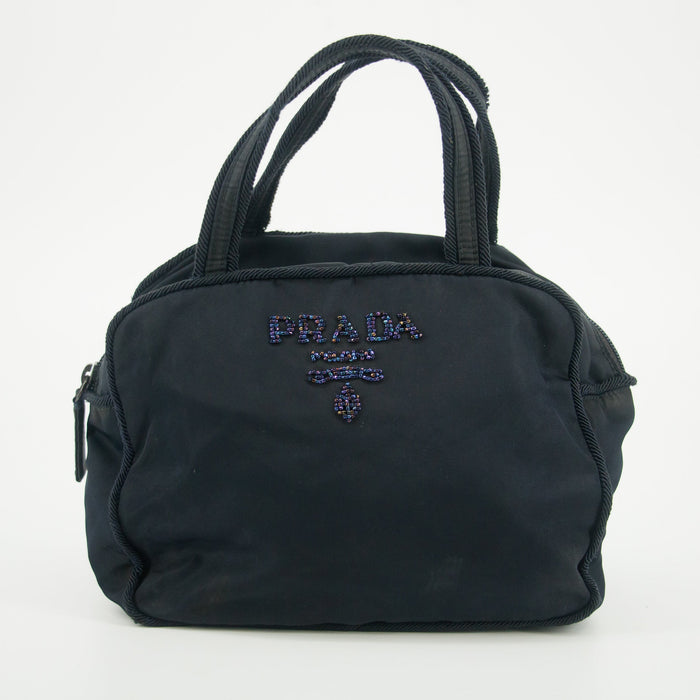Prada Nylon Tessuto Black Beaded Handle Bag #5807 by Bolt Boutique