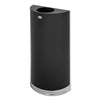 Rubbermaid European and Metallic Series Open Top Receptacle, Half-Round, 12 gal, Black/Chrome