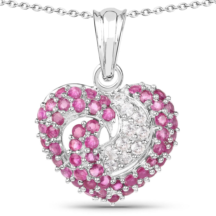 2.65 Carat Genuine Ruby and White Sapphire .925 Sterling Silver Pendant by Bids.com