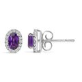 10K White Gold 5x3 MM Oval Purple Amethyst and Diamond Halo Stud Earrings (I-J Color, I1-I2 Clarity) by Bids.com